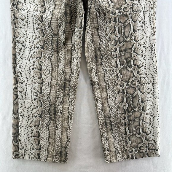 Jules & Leopold Pull-On Crop Pants Womens M Slim Straight Snake Skin Print Beige - Picture 6 of 12